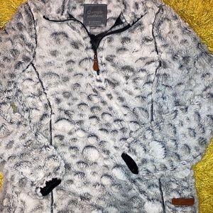 Fuzzy black grey and white simply southern jacket